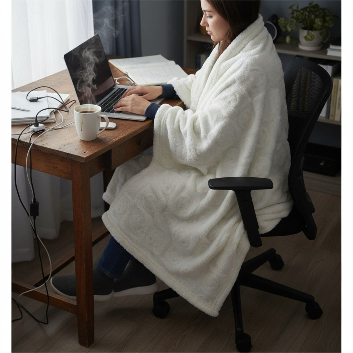 Manta Jacquard Polar Sherpa Martiné Blanco Feliz 127x152 cm. Textura suave y cálida para disfrutar en días fríos con máximo confort y estilo. ¡Llévala hoy!-4