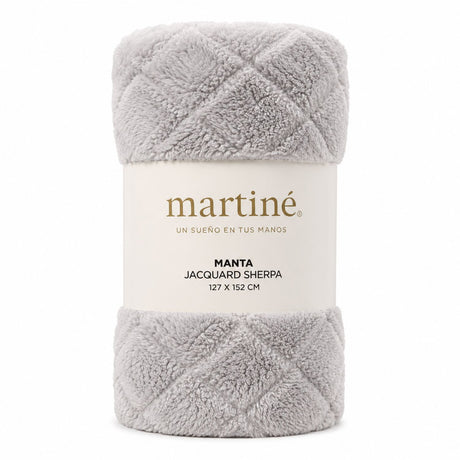 Manta Jacquard Polar Sherpa Martiné Gris Plata 127x152 cm. Máximo abrigo y suavidad para cama, sofá o momentos de descanso en casa. ¡Compra la tuya!-1