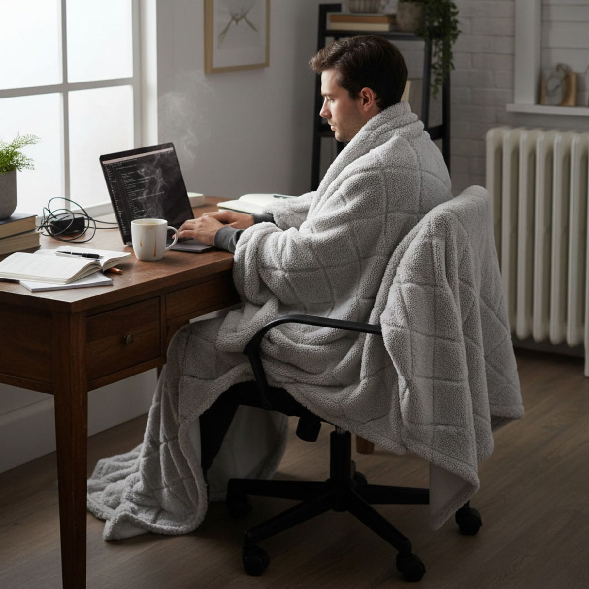 Manta Jacquard Polar Sherpa Martiné Gris Plata 127x152 cm. Máximo abrigo y suavidad para cama, sofá o momentos de descanso en casa. ¡Compra la tuya!-4