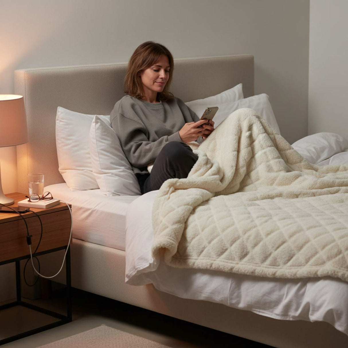 Manta Jacquard Polar Sherpa Martiné Crema 127x152 cm. Textura cálida y confortable perfecta para disfrutar en invierno o noches frías. ¡Aprovecha ahora!-3