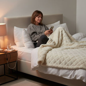 Manta Jacquard Polar Sherpa Martiné Crema 127x152 cm. Textura cálida y confortable perfecta para disfrutar en invierno o noches frías. ¡Aprovecha ahora!-3
