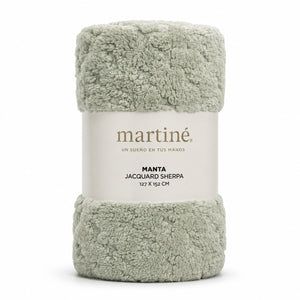 Manta Jacquard Polar Sherpa Martiné Verde Salvia 127x152 cm. Abrigo y suavidad en una manta decorativa perfecta para días fríos y descanso cómodo. ¡Llévala!-1