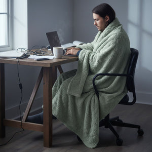 Manta Jacquard Polar Sherpa Martiné Verde Salvia 127x152 cm. Abrigo y suavidad en una manta decorativa perfecta para días fríos y descanso cómodo. ¡Llévala!-4