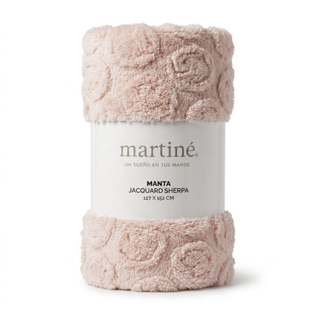 Manta Jacquard Polar Sherpa Martiné Blanco Camel 127x152 cm. Manta cálida y suave con diseño acogedor ideal para complementar cualquier ambiente. ¡Compra ahora!-1