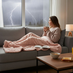 Manta Jacquard Polar Sherpa Martiné Blanco Camel 127x152 cm. Manta cálida y suave con diseño acogedor ideal para complementar cualquier ambiente. ¡Compra ahora!-2