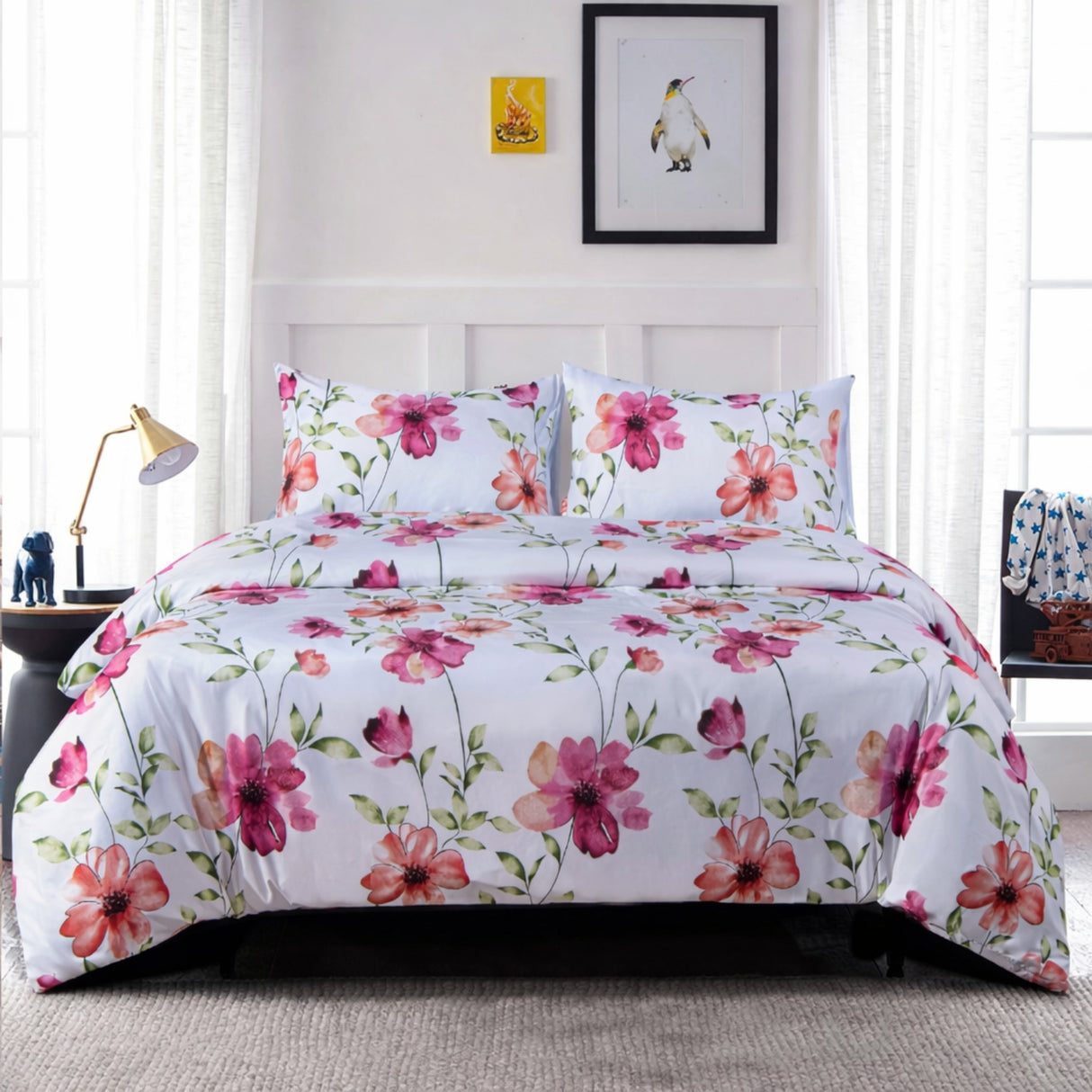 Juego de Sábanas Floral 2.5 Plazas Poliéster Diseño Flores | Disparo.cl