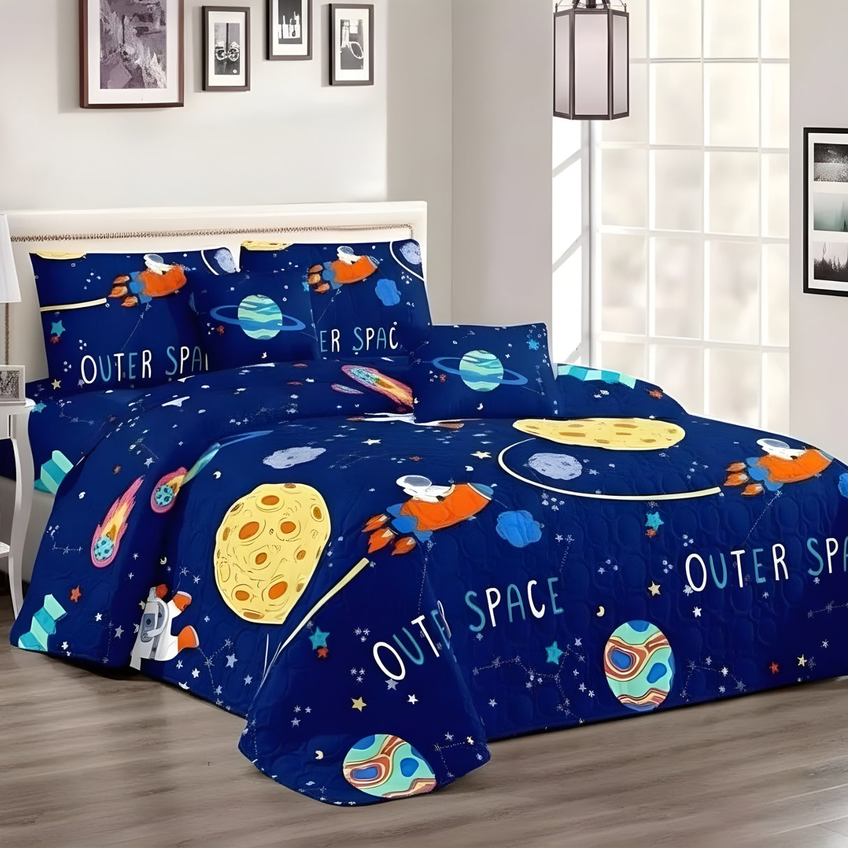 Juego de Sábanas Infantil Espacio Outer Space 1.5 Plazas Poliéster | Disparo.cl