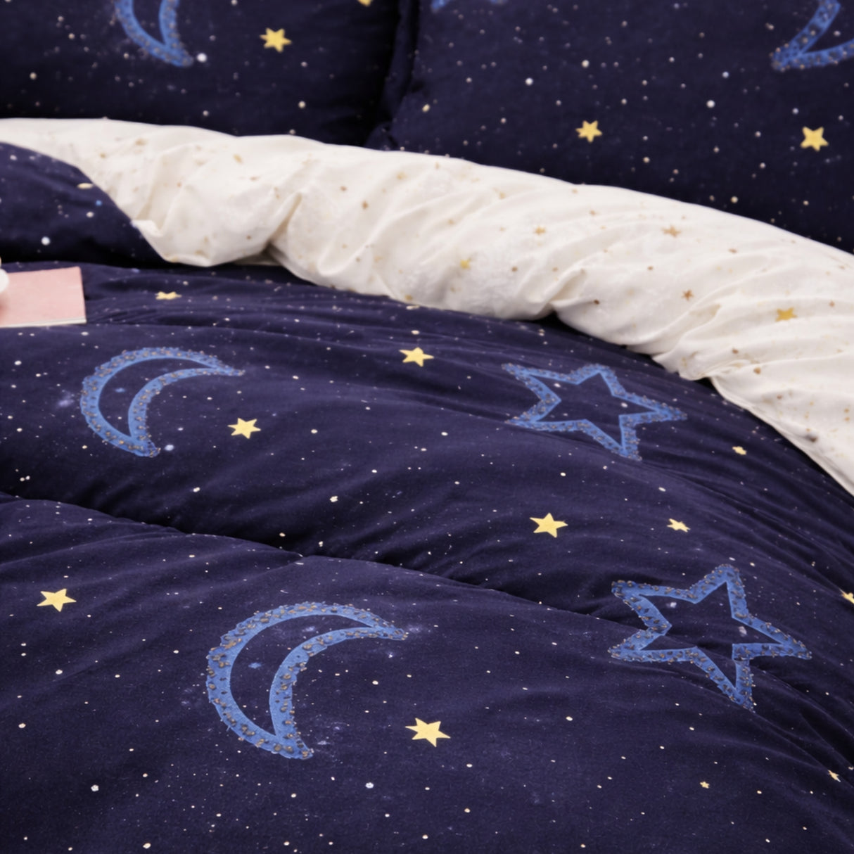 Juego de Sábanas Luna y Estrellas 1.5 Plazas Poliéster Diseño Nocturno | Disparo.cl