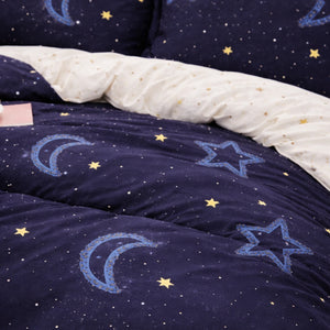 Juego de Sábanas Luna y Estrellas 1.5 Plazas Poliéster Diseño Nocturno | Disparo.cl