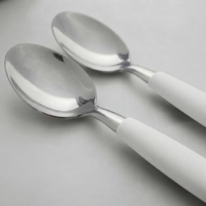 Set 25 Cubiertos Acero Inoxidable Mango Blanco Bandeja