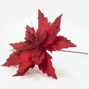 Set 3 Flores Poinsettia Tallo 30cm Navidad