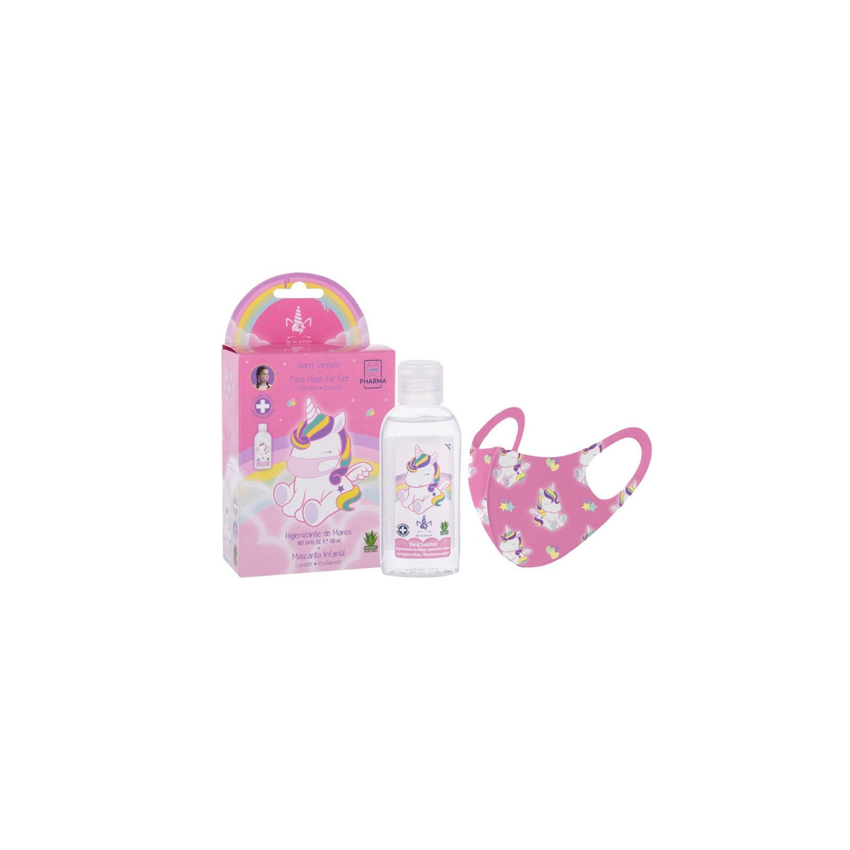 Alcohol Gel Unicornio 100Ml + Masc Air-Val. Protege tu salud con estilo y diversión. ¡Compra ahora y mantente seguro y a la moda!-1-1-1-1-1