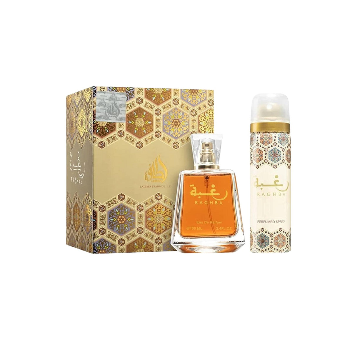 Lattafa Raghba For Her Edp 100 Ml + Deo Spray 50 Ml Set 2 Pcs Mujer. Perfume y desodorante que realzan tu feminidad. ¡Compra ahora y deslumbra!-1
