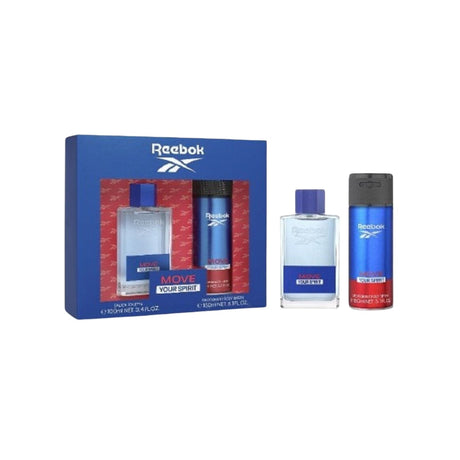 Reebok Move Your Spirit estuche Edt 100ml + Deo 150ml Hombre. Perfume y desodorante para una frescura duradera. ¡Compra ahora y revitaliza tu día!-1