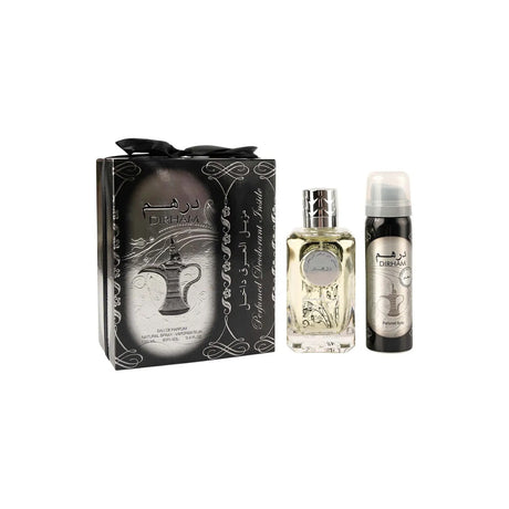 Ard Zaafaran Dirham Edp 100 Ml + Deo Spray 50 Ml Set De 2 Pcs Unisex. Perfume y desodorante que ofrecen frescura duradera. ¡Compra ahora y disfruta!-1