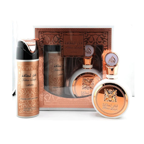 Lattafa Fakhar Women Edp 100 Ml + Deo Spray 200 Ml Set 2 Pcs. Perfume y desodorante que realzan tu esencia. ¡Descúbrelo ahora y deslumbra!-1
