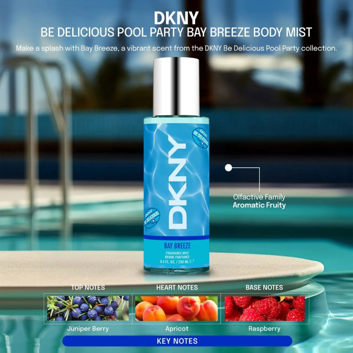 Dkny Be Delicious Pool Party Bay Breeze Body Mist 250 Ml Mujer. Refresca tu piel con su aroma vibrante. ¡Descúbrelo ahora y siente la frescura!-2