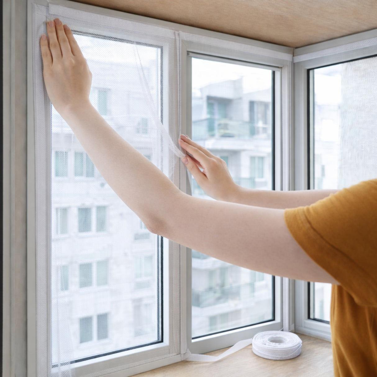 Malla Mosquitera para Ventana 130x150 cm con Cinta Adhesiva