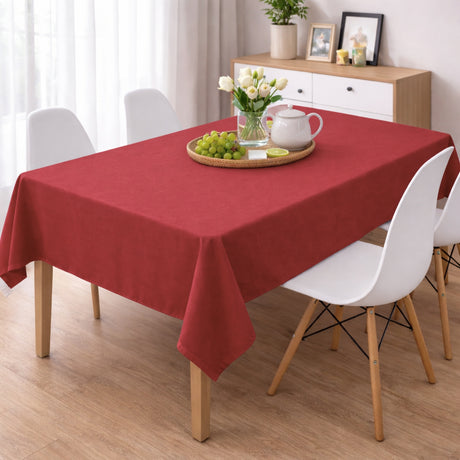 Mantel de Mesa Antimanchas 140x220 cm para Mesa Rectangular Rojo