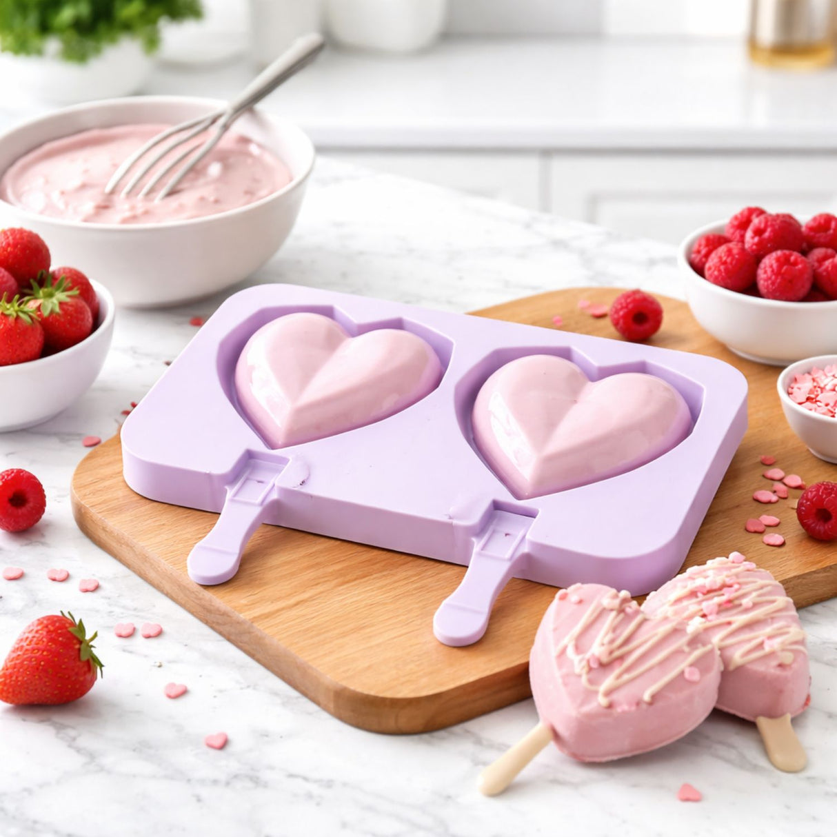 Molde de Silicona Corazon 2 Cavidades para Helados Reposteria | Disparo.cl