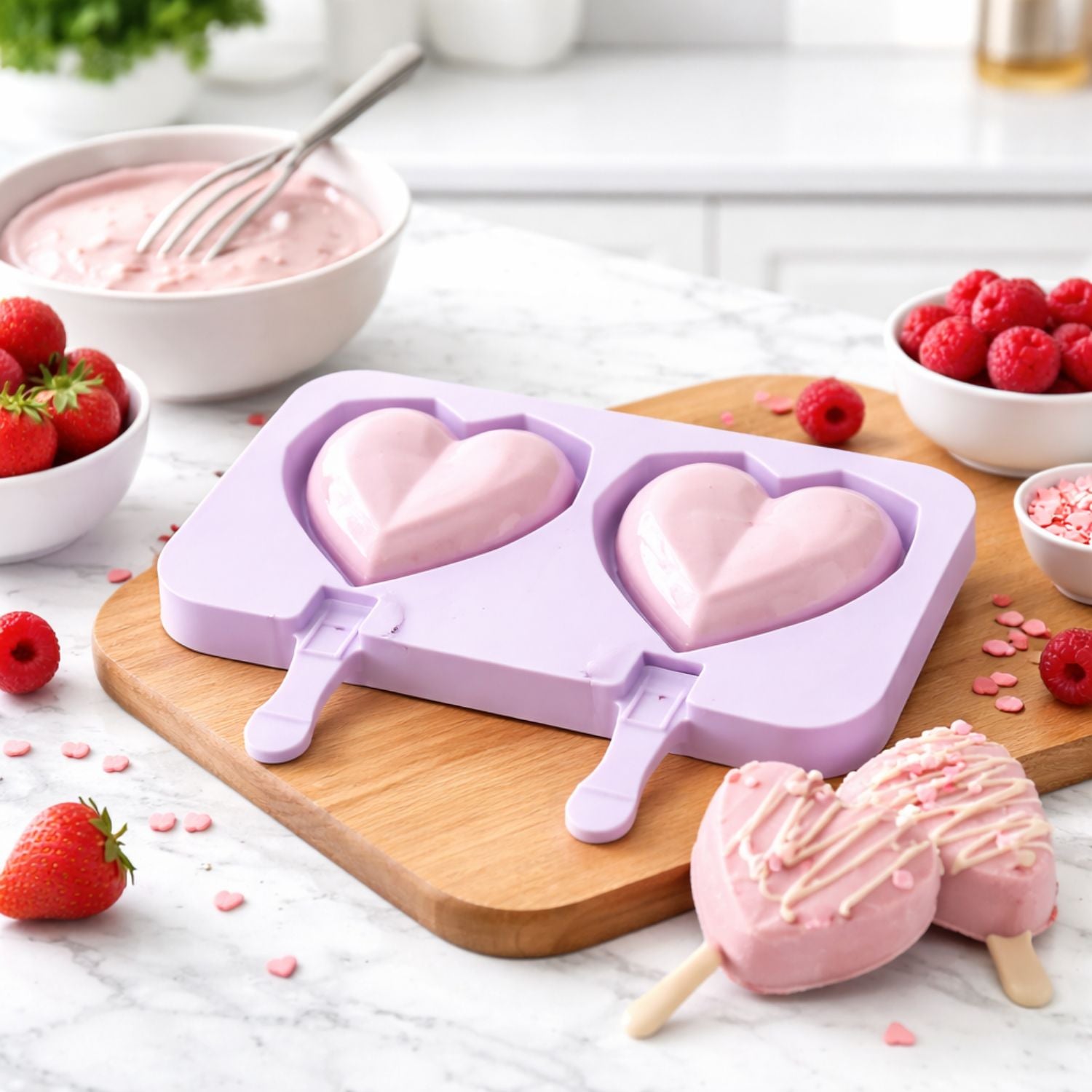 Molde de Silicona Corazon 2 Cavidades para Helados Reposteria | Disparo.cl