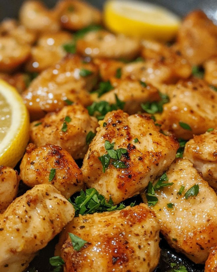 pollo salteado al sartén con limón y perejil fresco