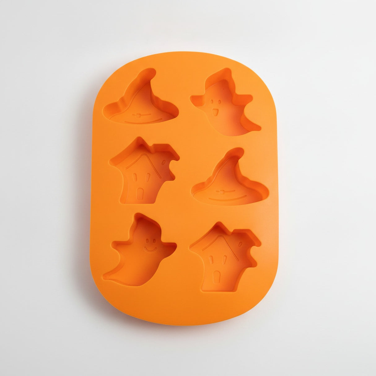 Molde Silicona Halloween 6 Cavidades Fantasmas Naranja