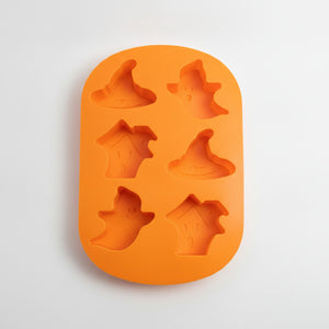 Molde Silicona Halloween 6 Cavidades Fantasmas Naranja