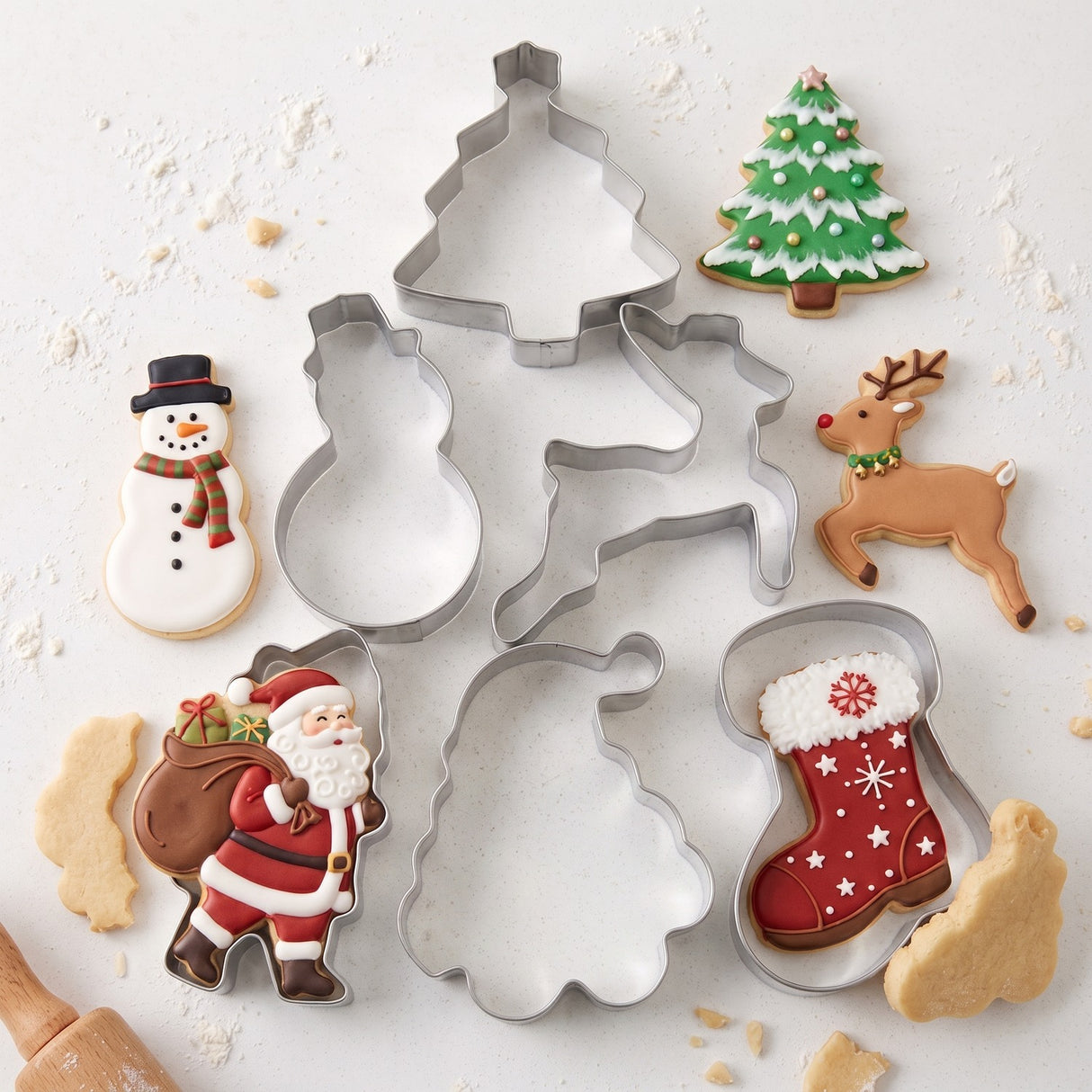 Set 6 Cortadores Galletas Navideñas Acero Inoxidable