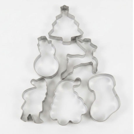 Set 6 Cortadores Galletas Navideñas Acero Inoxidable