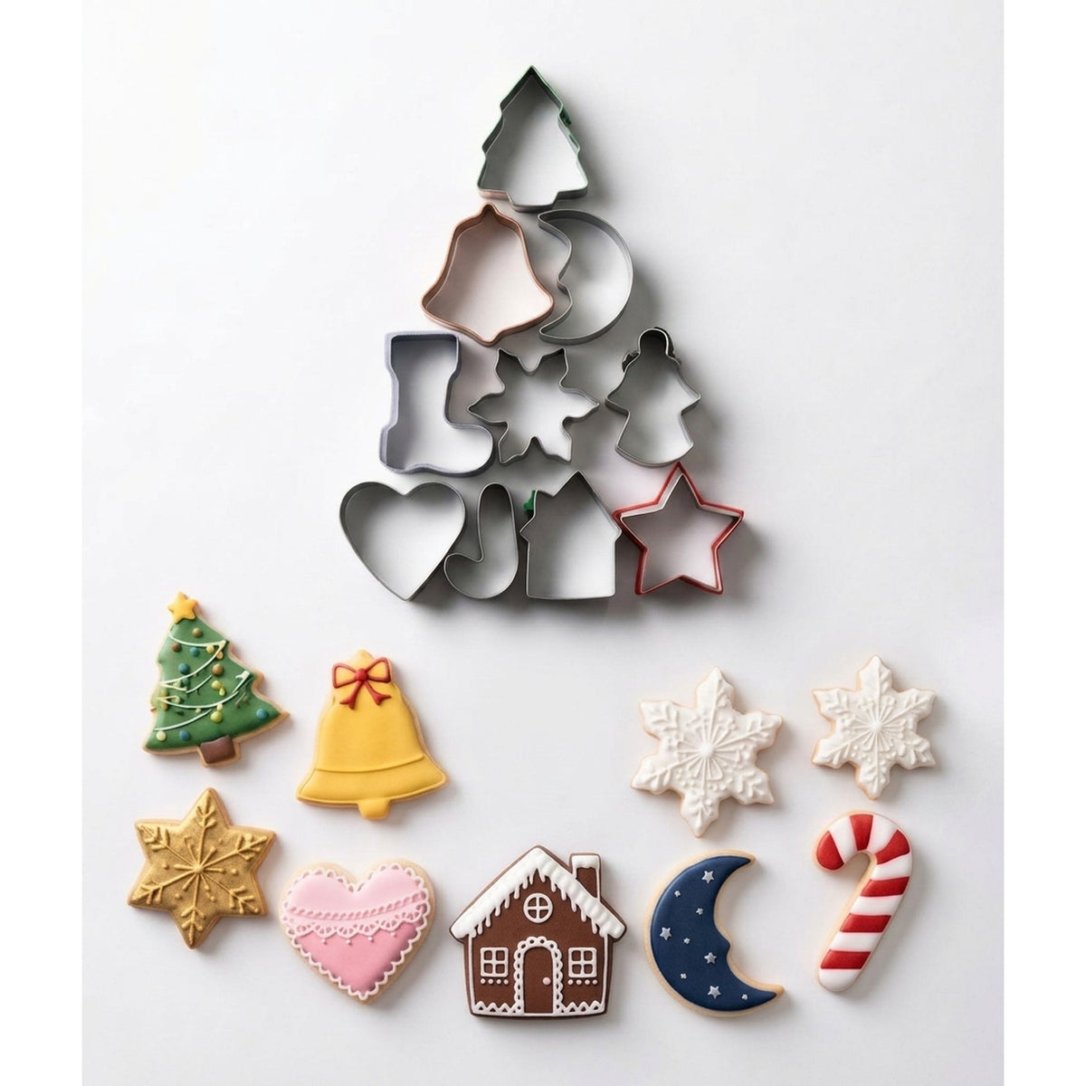 Set 10 Cortadores Galletas Navideñas Acero Inoxidable