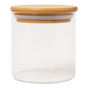 Frasco Tarro Hermetico 200mL Recipiente Vidrio 8cm Tapa Bambú