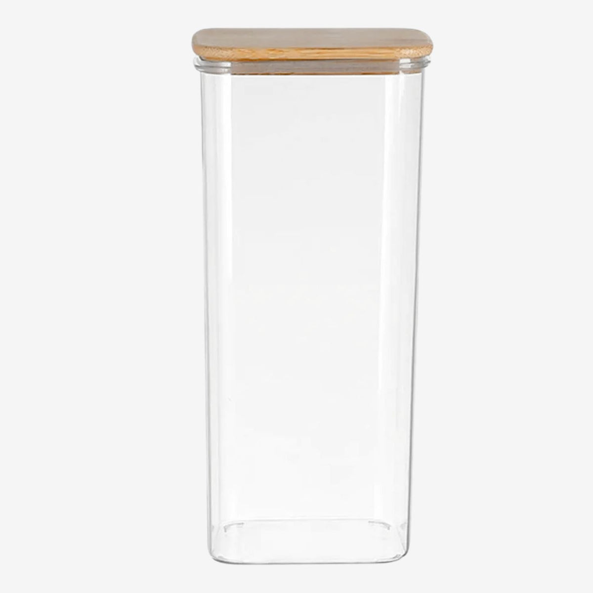 Frasco Hermetico Cuadrado 600mL Vidrio 18cm Con Tapa De Bambú