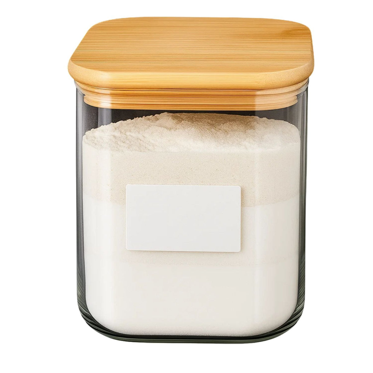 Set 2 Frascos Hermeticos Cuadrado 900mL Vidrio 10cm Tapa Bambú