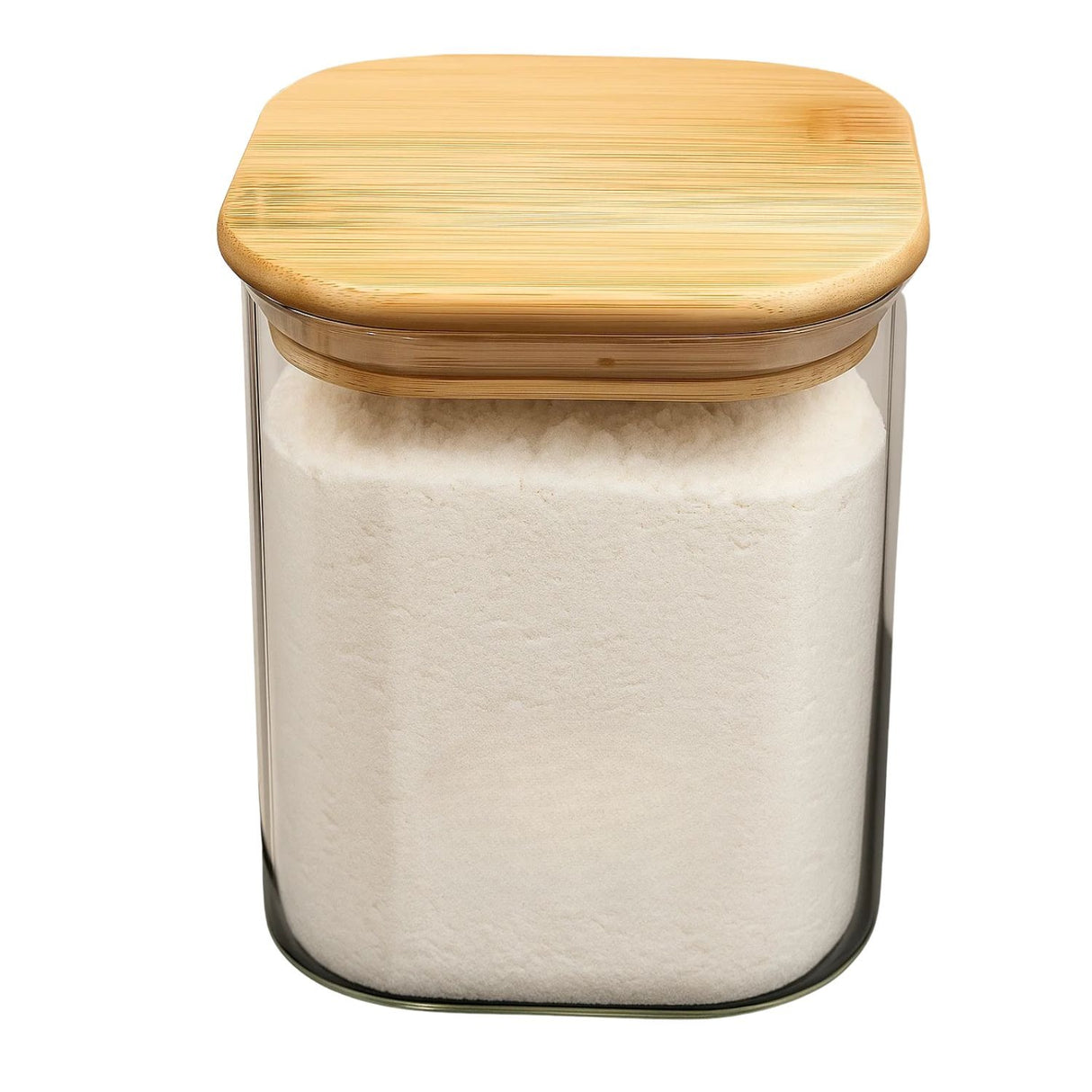 Set 3 Frascos Hermeticos Cuadrado 900mL Vidrio 10cm Tapa Bambú