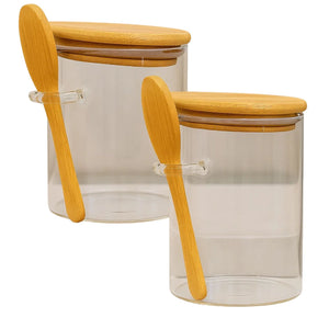 Set 2 Frasco Contenedor Hermetico 450mL 10cm Redondo Cuchara