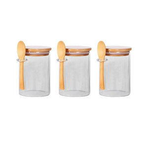 Set 3 Frasco Contenedor Hermetico 450mL 10cm Redondo Cuchara