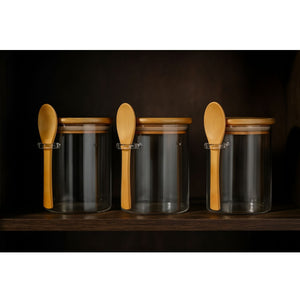 Set 3 Frasco Contenedor Hermetico 450mL 10cm Redondo Cuchara