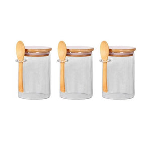 Set 3 Frasco Contenedor Hermetico 550mL 12cm Redondo Cuchara