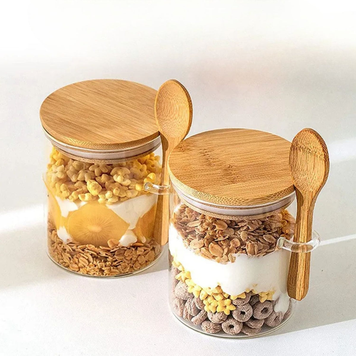 Set 2 Frasco Contenedor Hermetico 700mL 15cm Redondo Cuchara