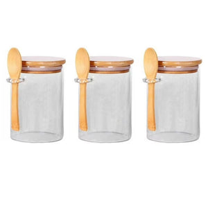 Set 3 Frasco Contenedor Hermetico 700mL 15cm Redondo Cuchara