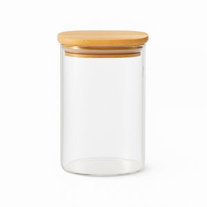 Frasco Contenedor Hermetico 860mL Vidrio 12cm Redondo Con Cuchara