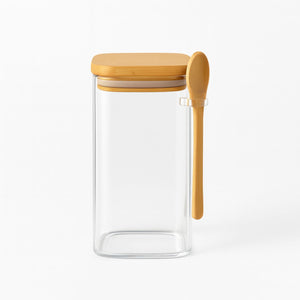 Frasco Contenedor Hermetico 900mL Vidrio 15cm Cuadrado Cuchara