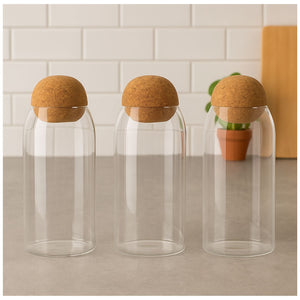 Set 3 Botellas Frascos Contenedor 570mL Vidrio 10cm Tapa