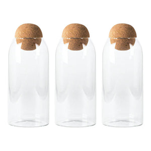 Set 3 Botellas Frascos Contenedor 570mL Vidrio 10cm Tapa