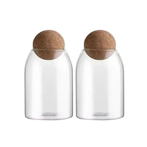 Set 2 Botellas Frascos Contenedor 880mL Vidrio 15cm Tapa Corcho