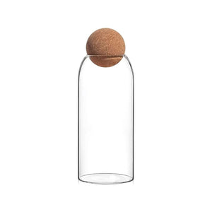 Botella Frasco Contenedor 1200mL Vidrio 20cm Con Tapa Corcho