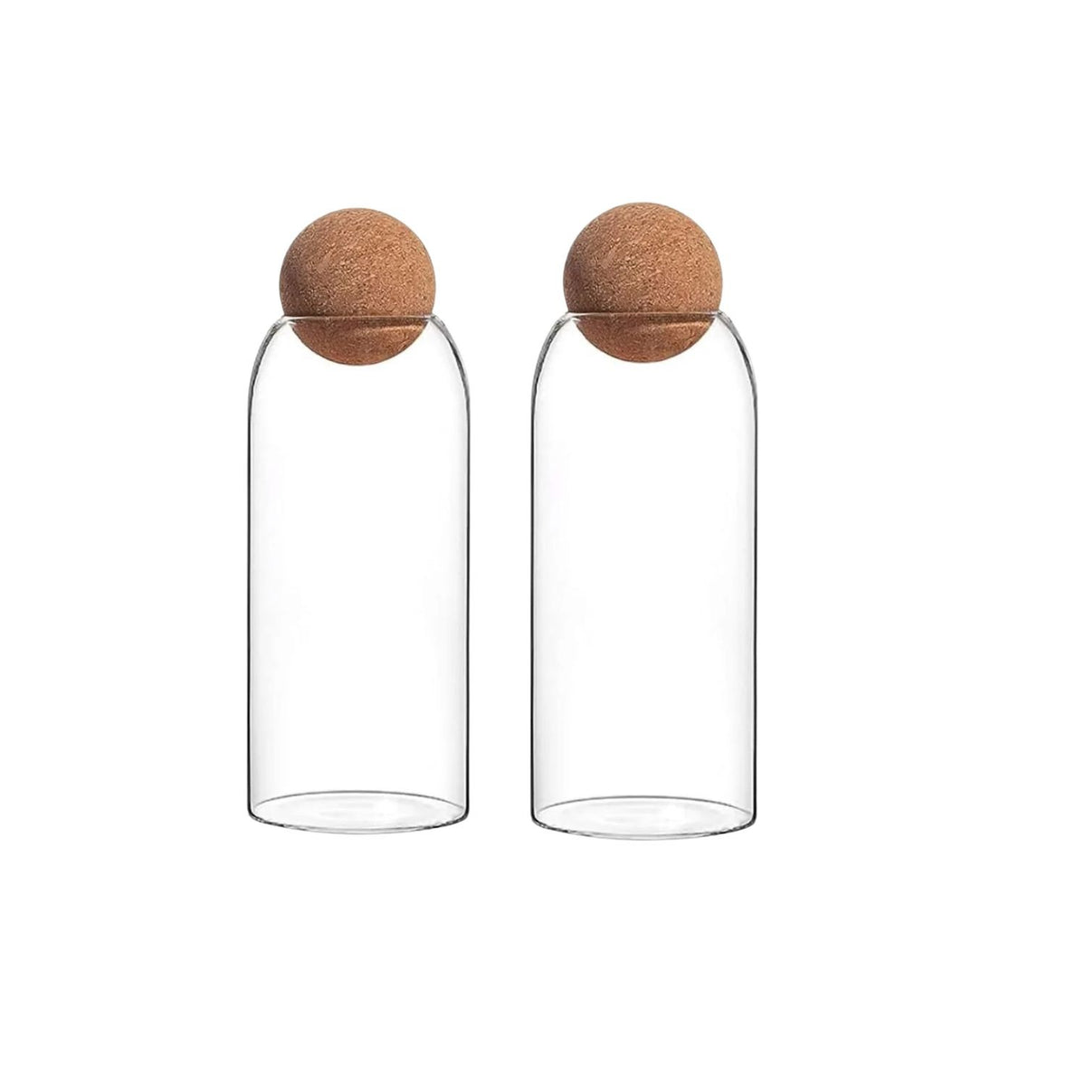 Set 2 Botellas Frascos Contenedor 1200mL Vidrio 20cm Corcho