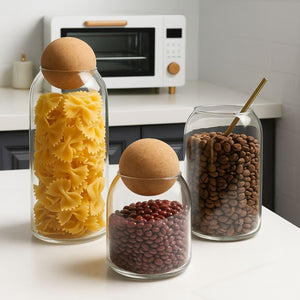 Set 4 Botellas Frascos Contenedor Vidrio Con Tapa Corcho