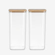 Set 2 Frascos Herméticos 600mL Cuadrado Vidrio 18cm Tapa Bambú. Perfectos para conservar tus alimentos frescos y organizados. ¡Compra ahora y mejora tu cocina!-1